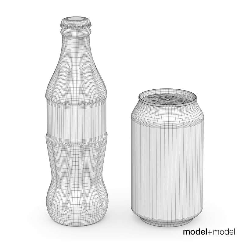 Coca-Cola Bottle and Can 3D model