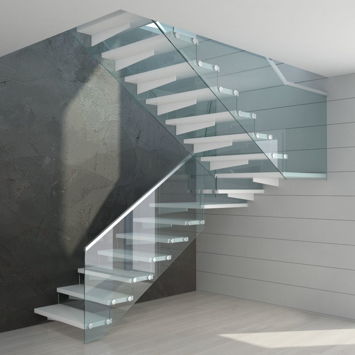 Modern glass stairs 3D model