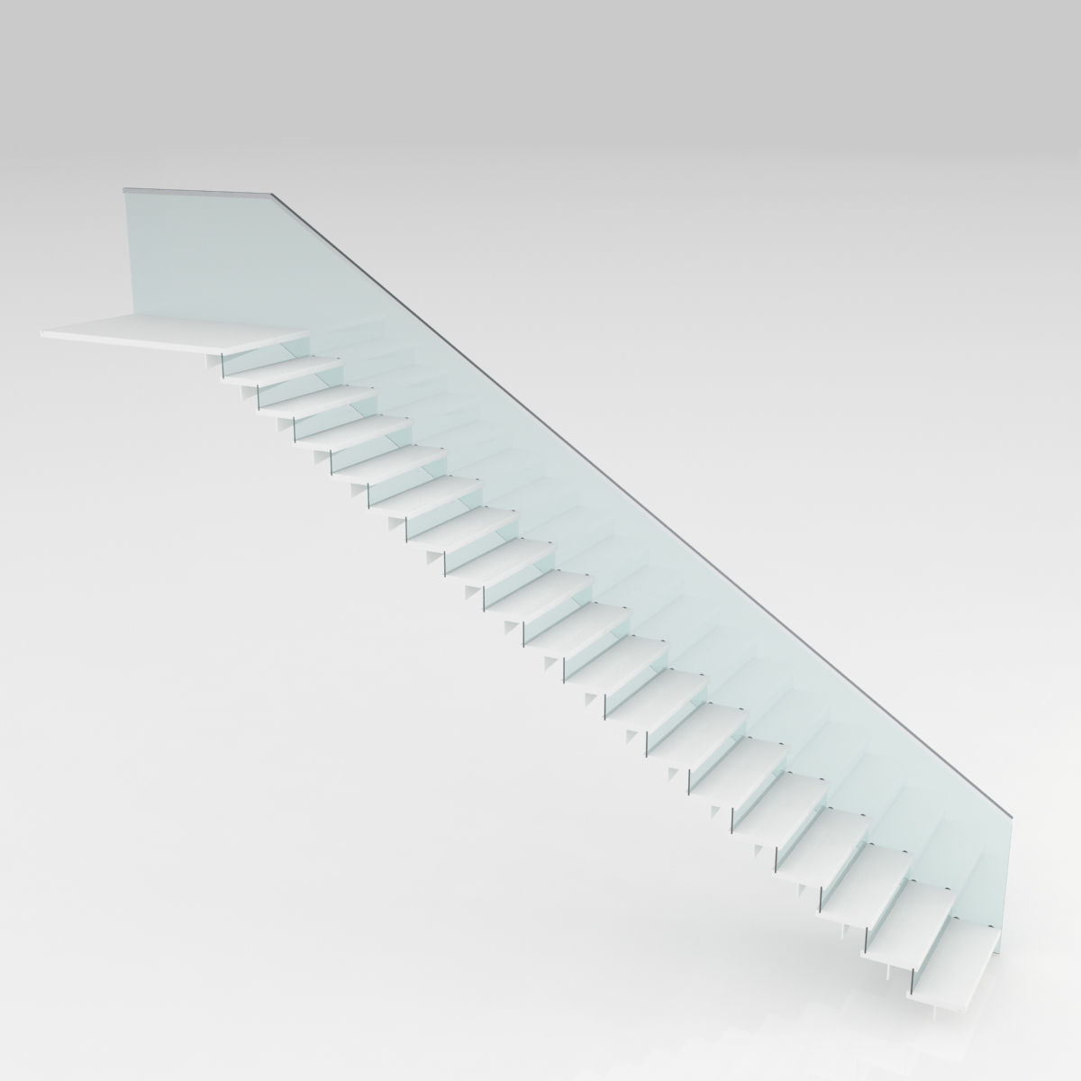 Modern glass stairs 3D model