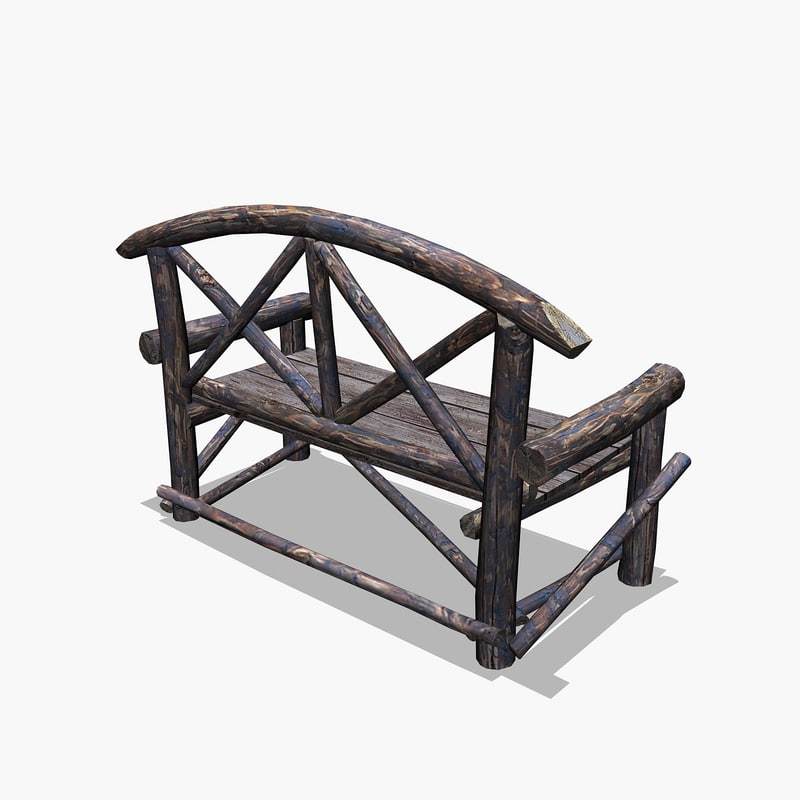 Wooden Park Bench 3D model