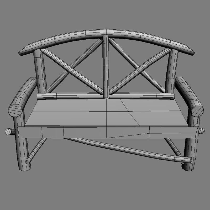 Wooden Park Bench 3D model