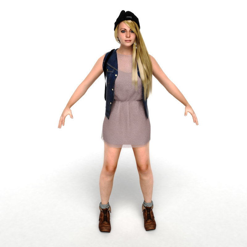 Young Rigged Female 3D model