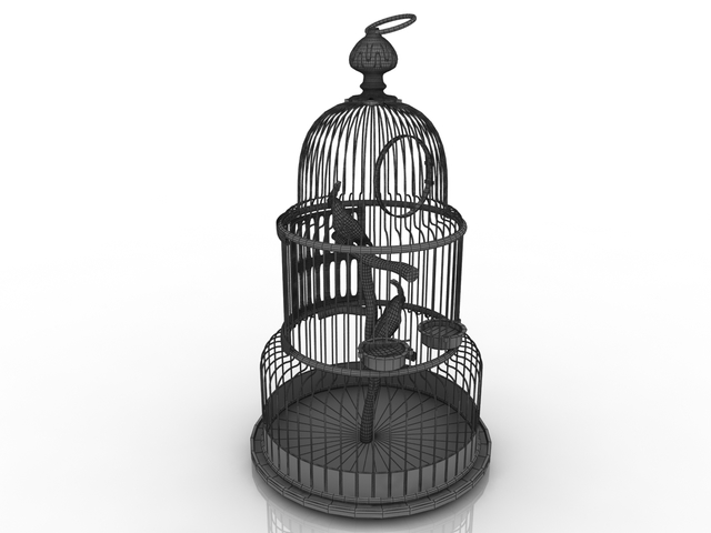 Cage with a parrot 3D model