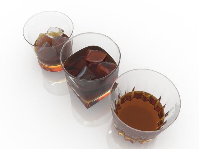 Glasses of whiskey 3D model