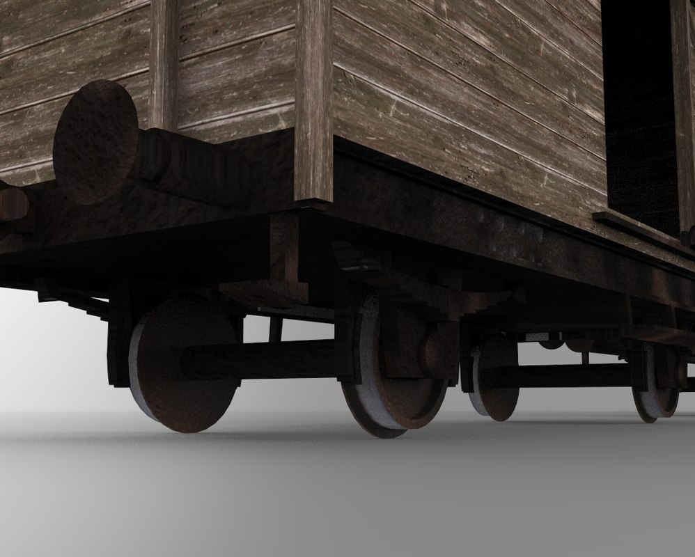 Wooden train cars 3D model
