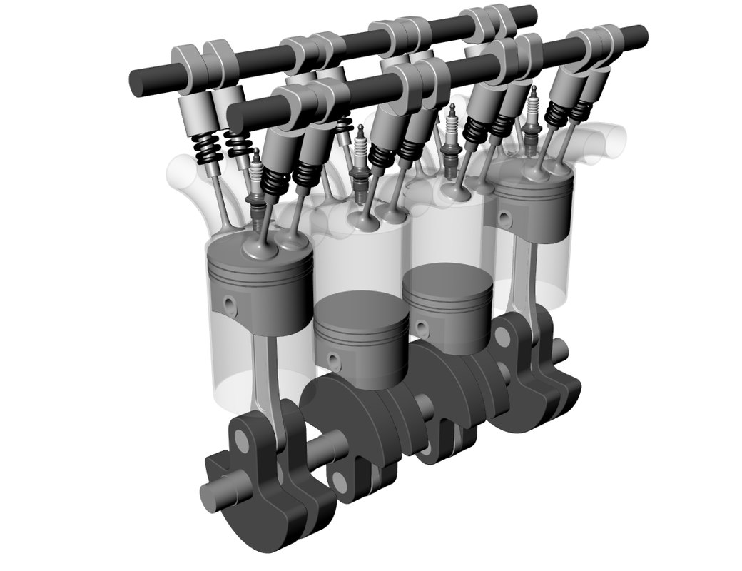 Car V16 engine 3D model