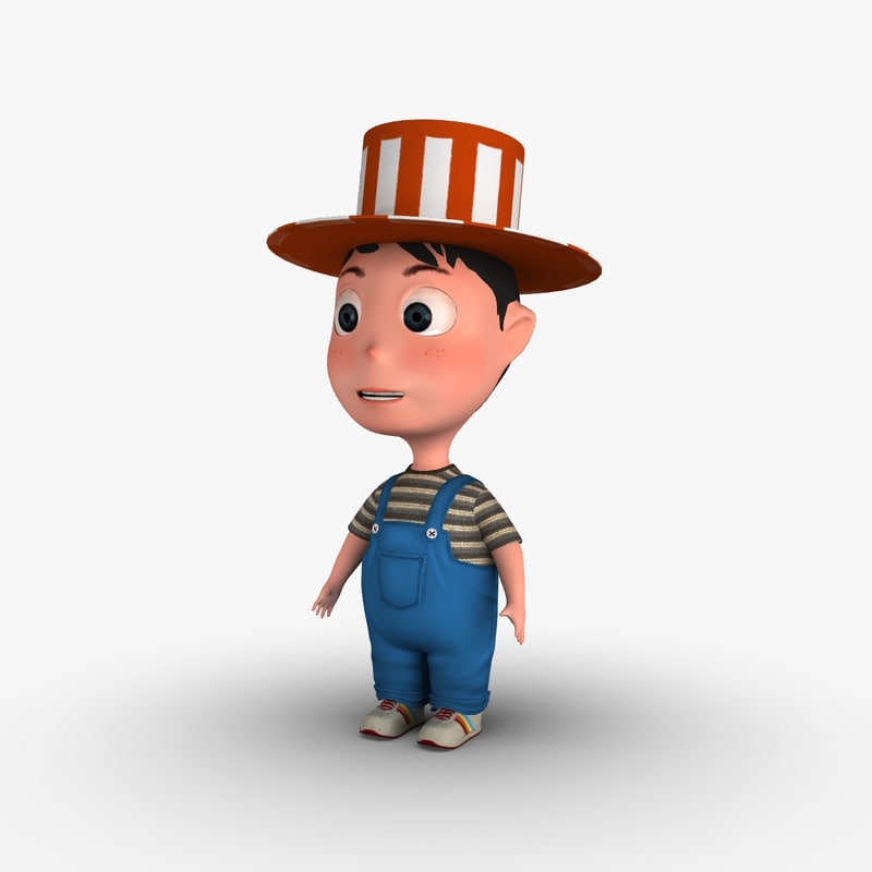 Cartoon Boy with hat 3D model