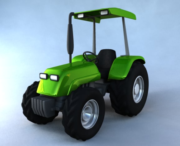 Cartoon Tractor - Free 3D models