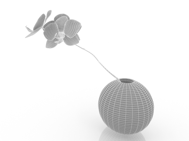 Orchid in vase 3D model