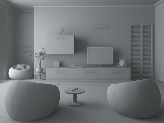 Living room green 3D model