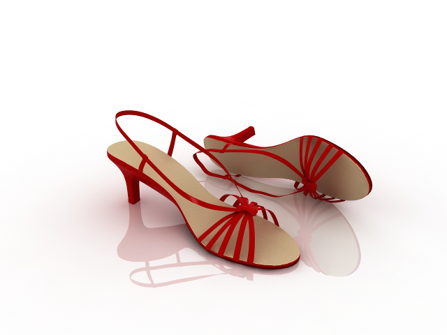 Red Evening Sandals 3D model