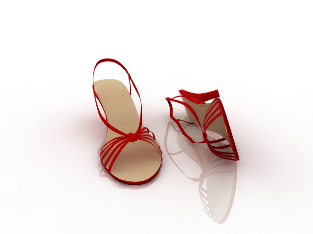Red Evening Sandals 3D model