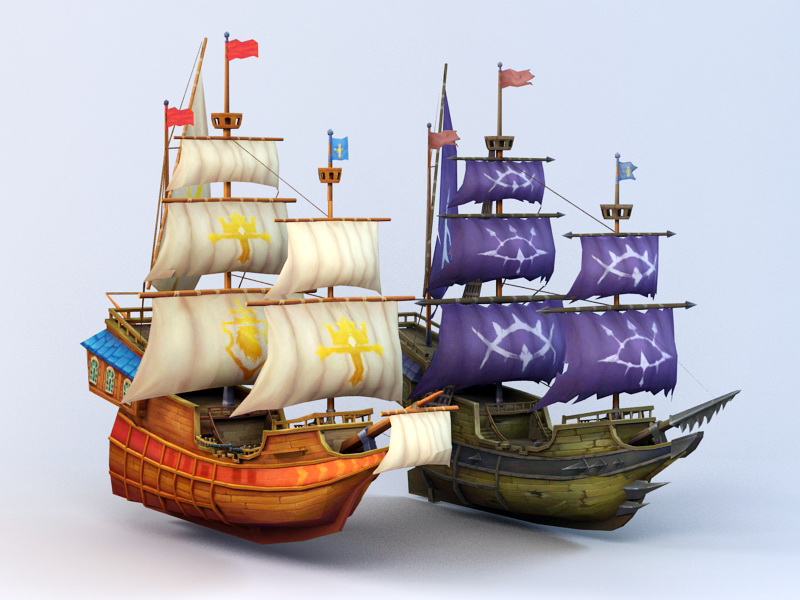 Anime Pirate Ship 3D model