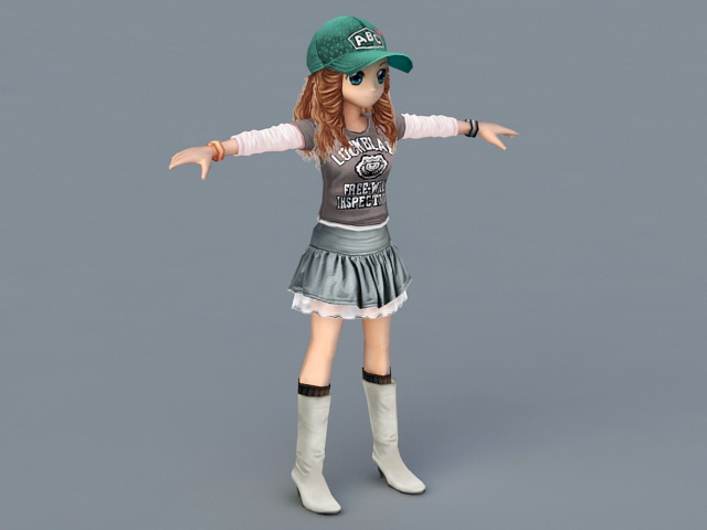 Athletic Cartoon Girl 3D model