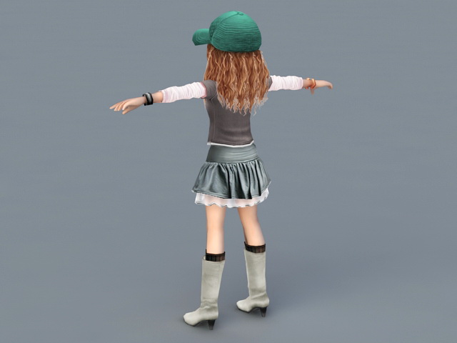 Athletic Cartoon Girl 3D model