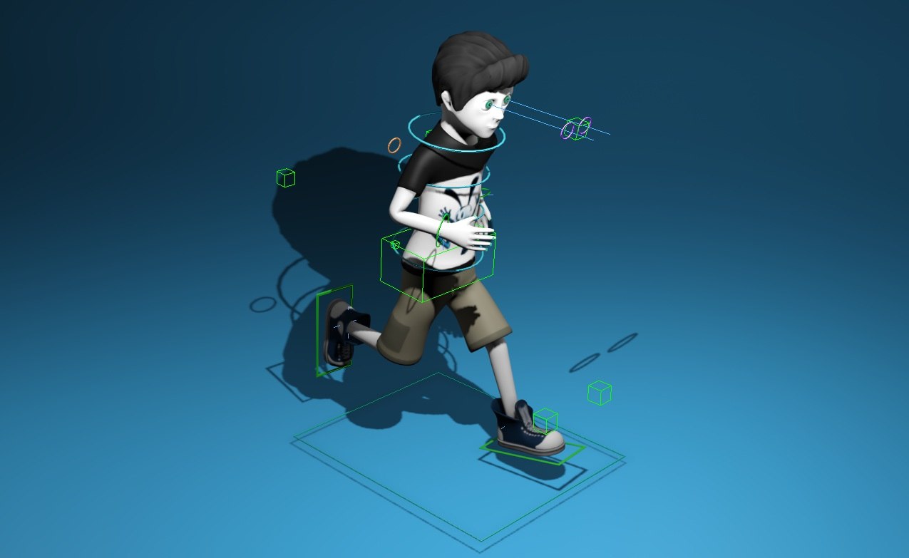 Cartoon running boy 3D model