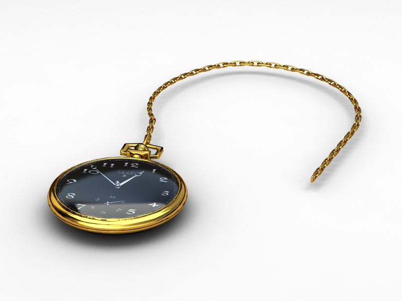 Gold Pocket Watch 3D model