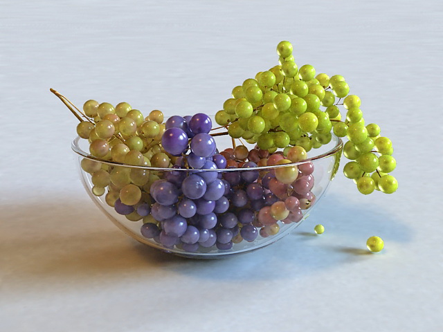 Grapes in Bowl 3D model