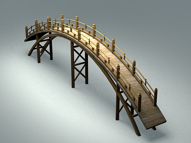 Wooden Garden bridge 3d model