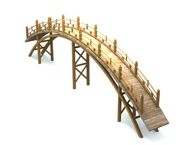 Wooden Garden bridge 3d model