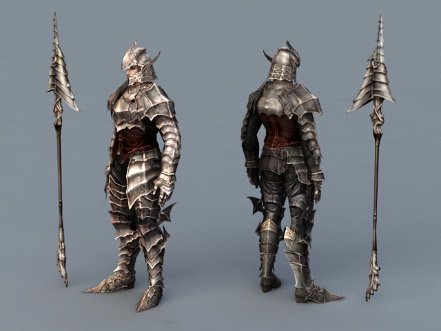 Warrior Armor with Spear 3D model