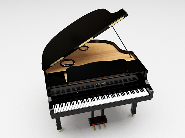 Black grand piano 3D model