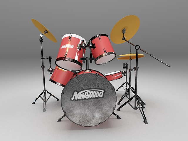 Drum set with cymbals 3D model