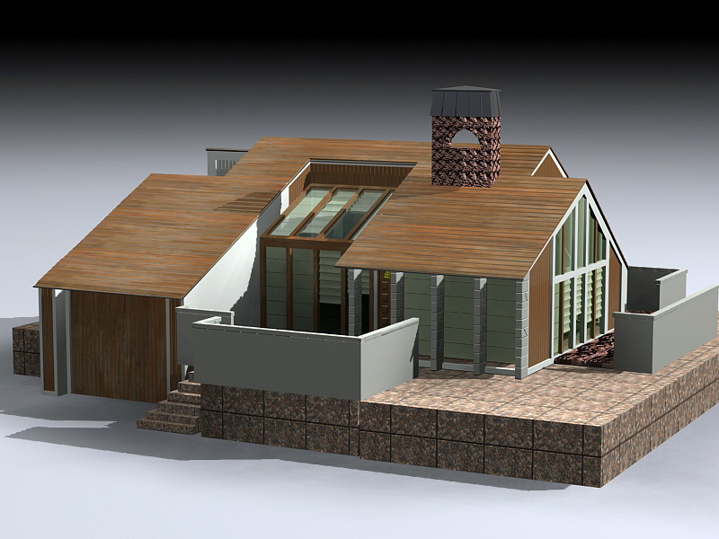 Modern Rustic House 3D model
