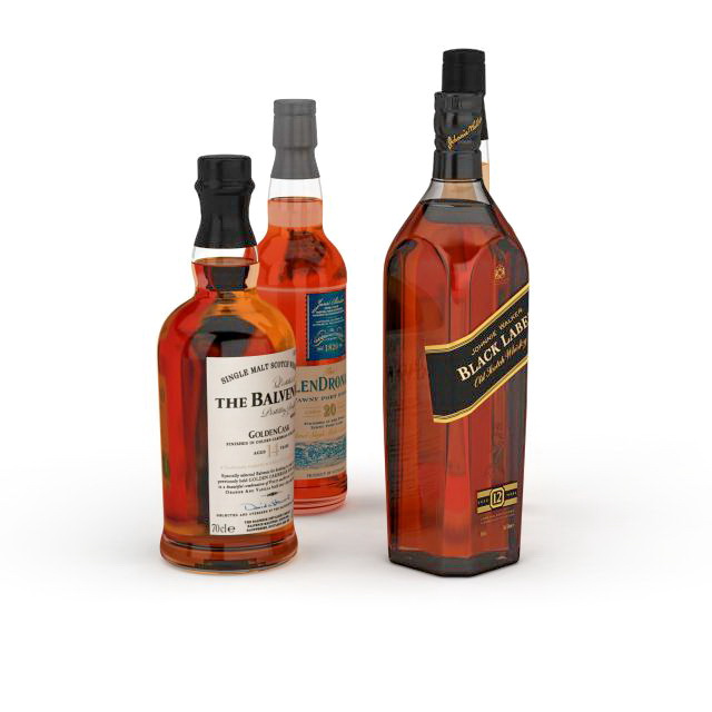Whiskey bottle set 3D model