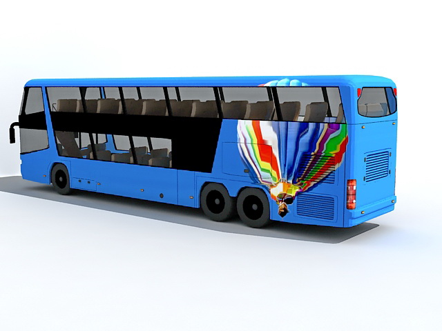 Blue Double Decker Bus 3d Model Download For Free