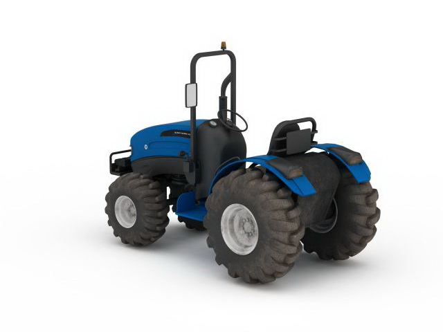 Blue farm tractor 3D model