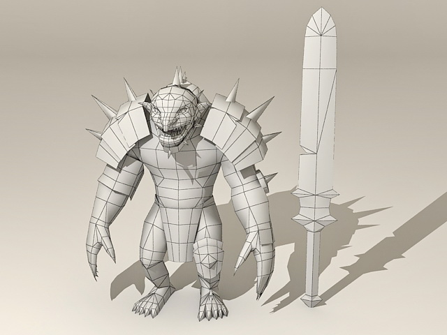Cartoon Troll Warrior  3D model
