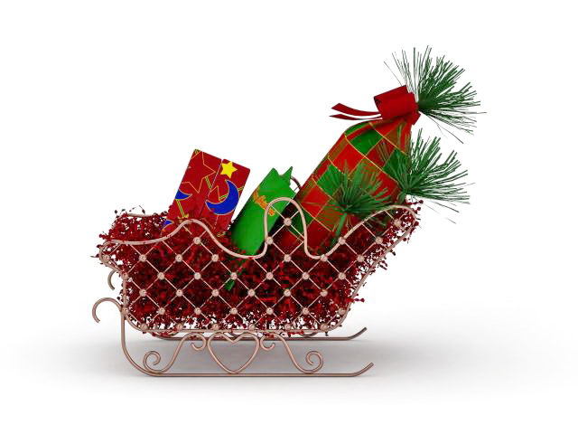 Christmas sleigh with gifts 3D model