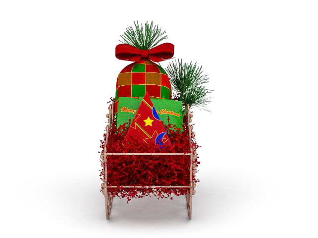 Christmas sleigh with gifts 3D model
