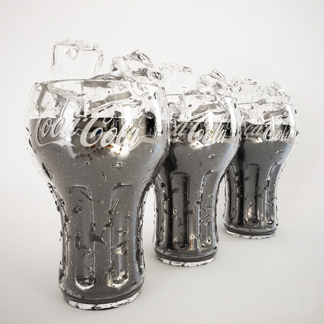 Coca Cola Glass with ice 3D model