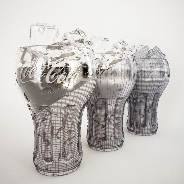 Coca Cola Glass with ice 3D model