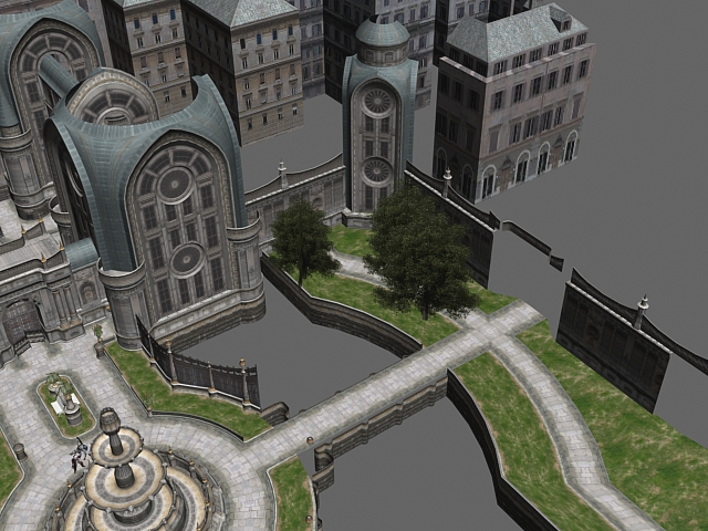Gothic city building scene 3D model