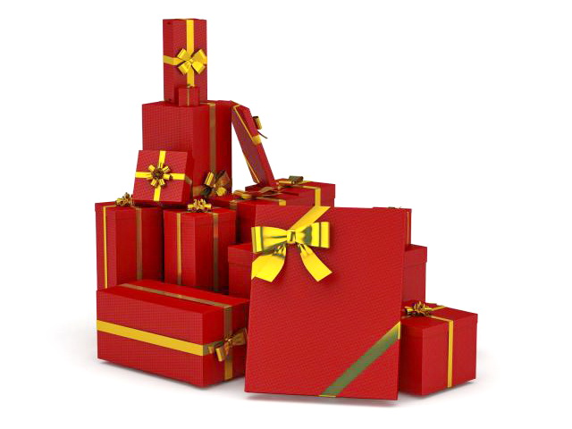Red gift boxes 3D model
