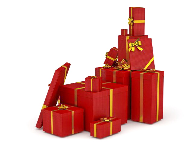 Red gift boxes 3D model