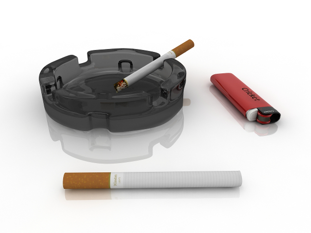 Cigarettes ashtray and lighter 3D model