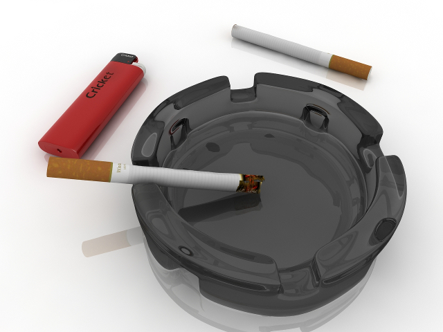 Cigarettes ashtray and lighter 3D model