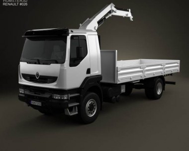 Renault Kerax Flatbed Crane 2011 3D model