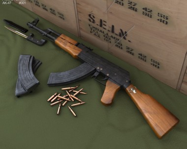 AK-47 with bayonet 3D Model