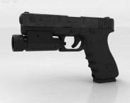 Glock 17 with Flashlight 3d model