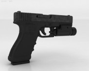 Glock 17 with Flashlight 3d model