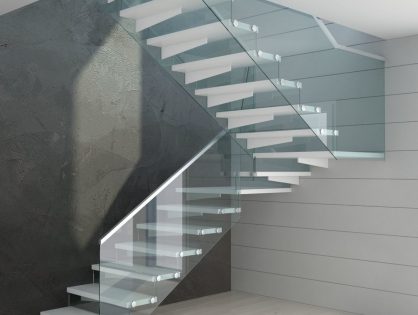 Modern glass stairs