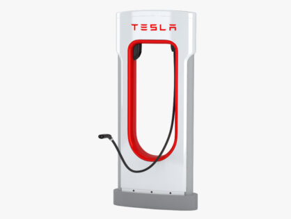 Tesla Supercharger with Open Charging Port