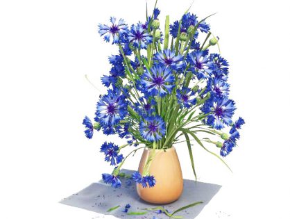 Blue flowers in vase 3D model