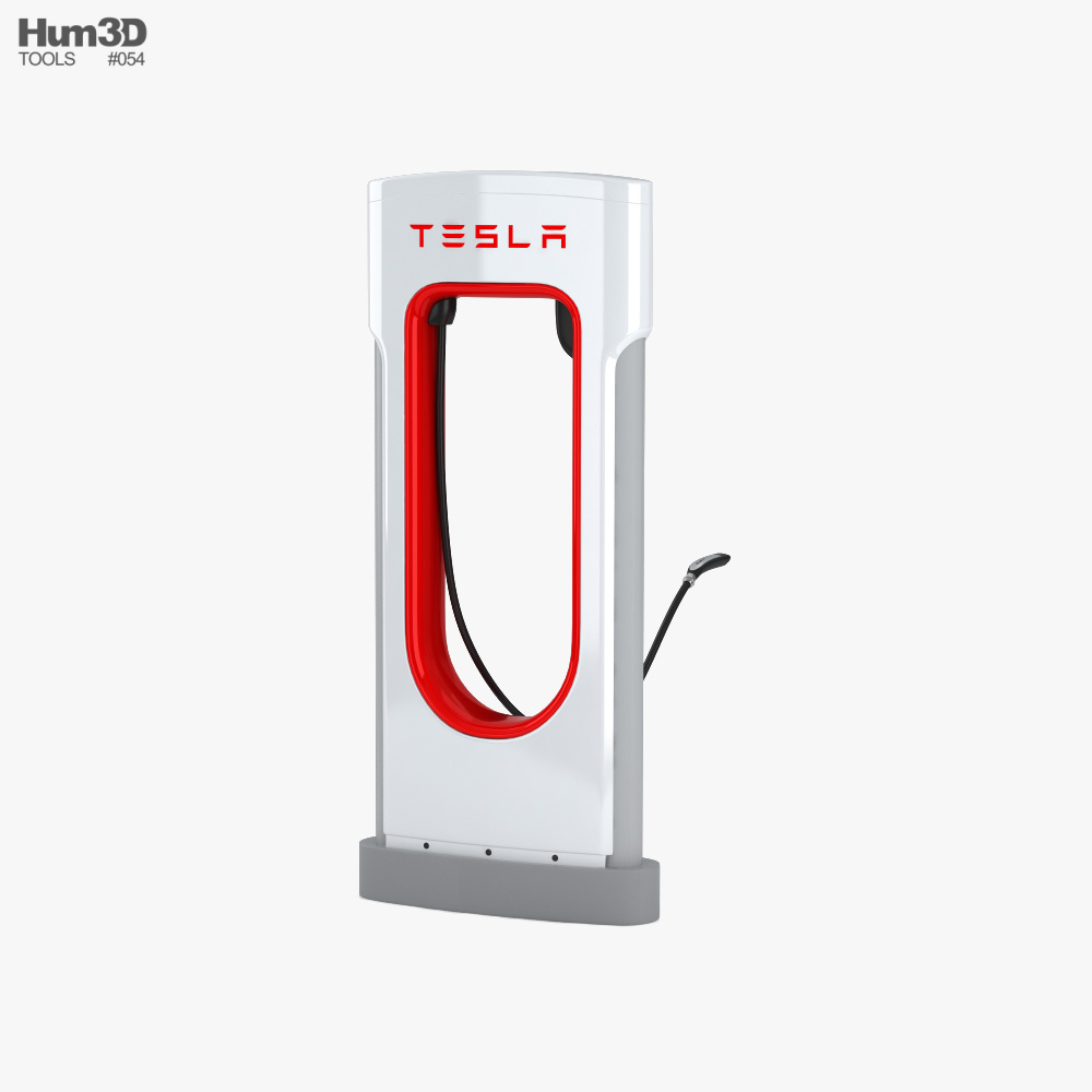 Tesla Supercharger with Open Charging Port 3D model