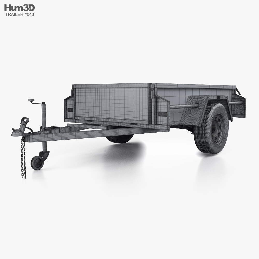 Generic Box 1-axle Car Trailer 2024 3D model